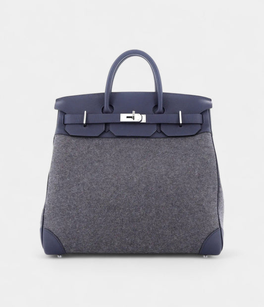 Hermes Birkin 40 Wool Tote Grey Bag