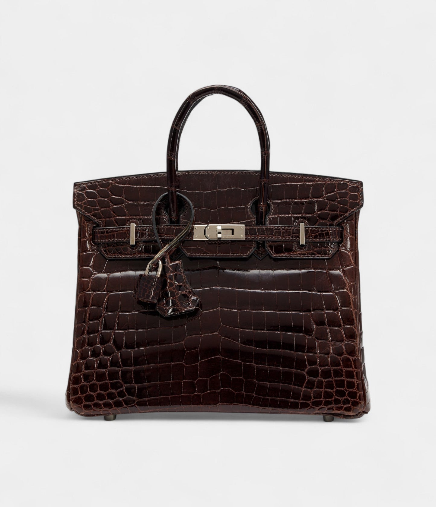 Hermes Cocoan Shiny Niloticus Crocodile Birkin 25 Palladium Hardware