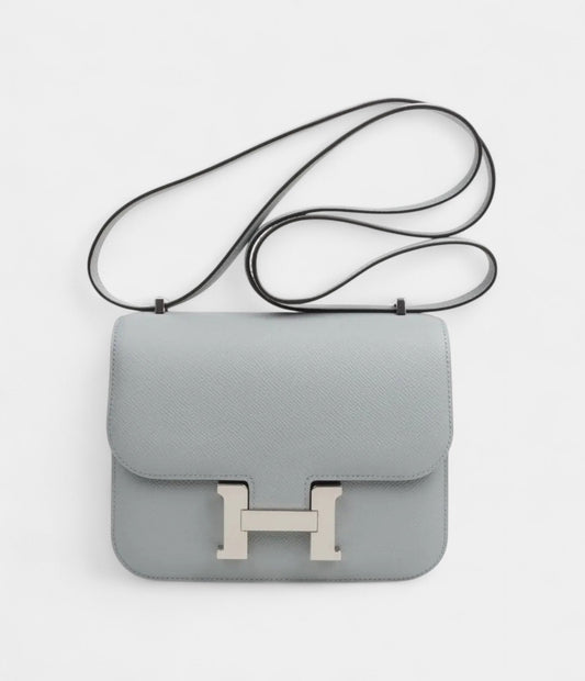 Hermes Constance 18 Bag Blue Glacier Epsom Palladium Hardware New