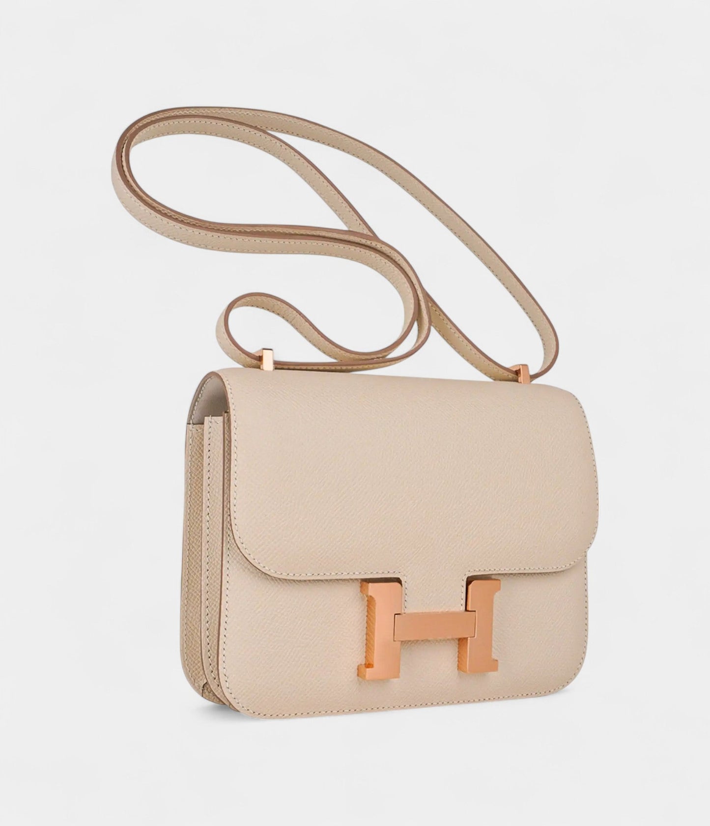Hermes Constance 18 Bag Craie / Gris Perle Rose Gold Hardware