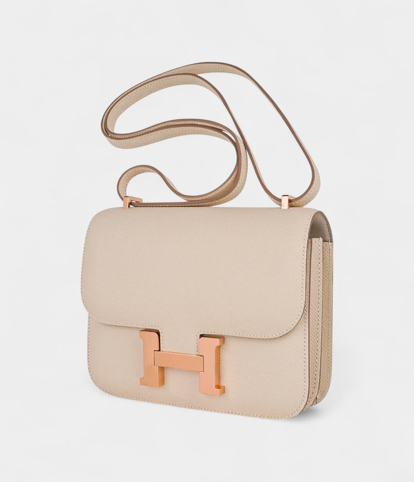 Hermes Constance 18 Bag Craie / Gris Perle Rose Gold Hardware