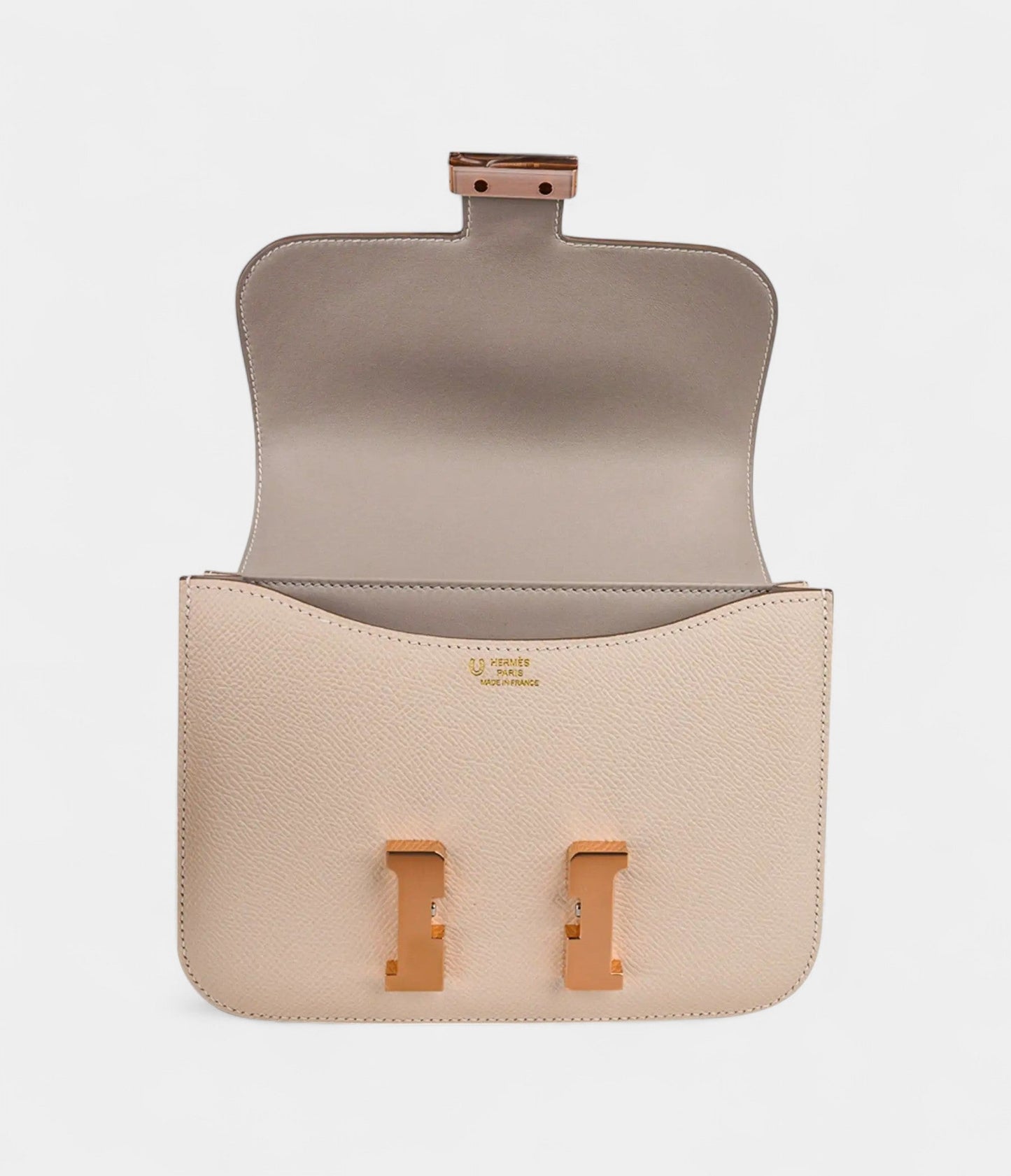 Hermes Constance 18 Bag Craie / Gris Perle Rose Gold Hardware