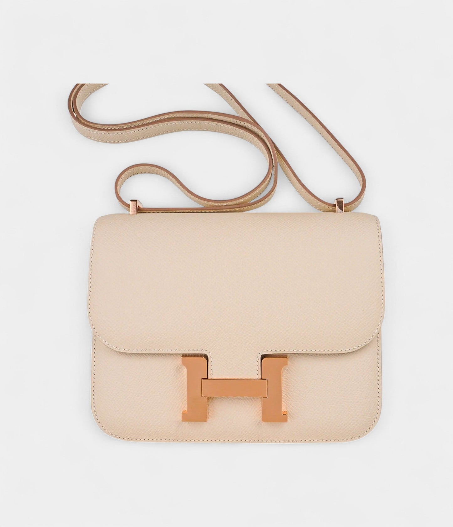 Hermes Constance 18 Bag Craie / Gris Perle Rose Gold Hardware