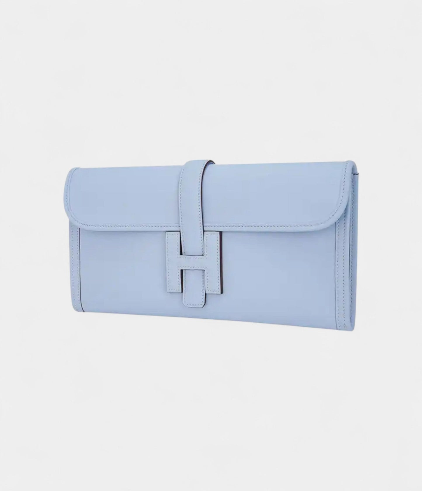 Hermes Jige Elan 29 Blue Brume Clutch Bag Evercolor Leather