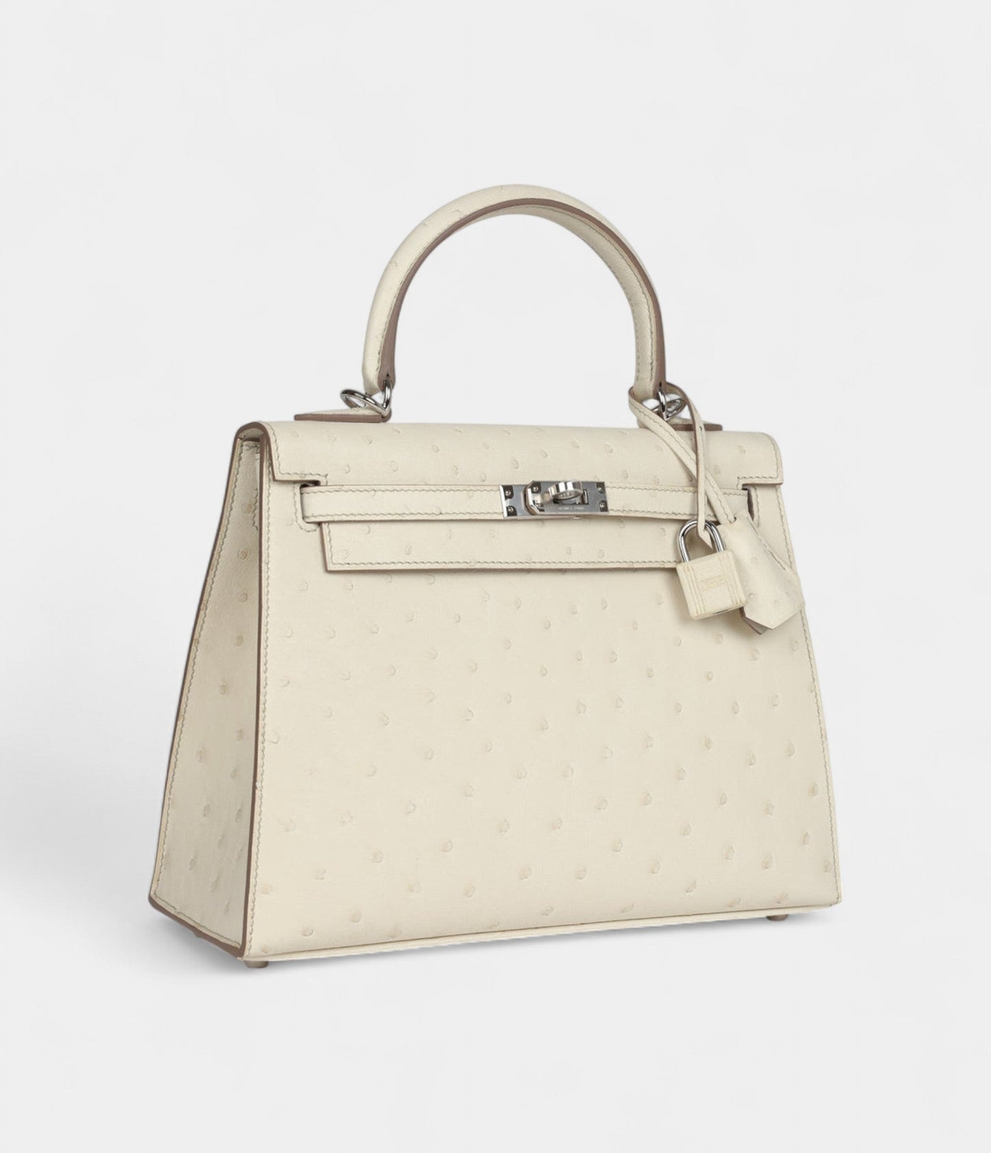 Hermes Kelly 25 Beton Ostrich Palladium Hardware