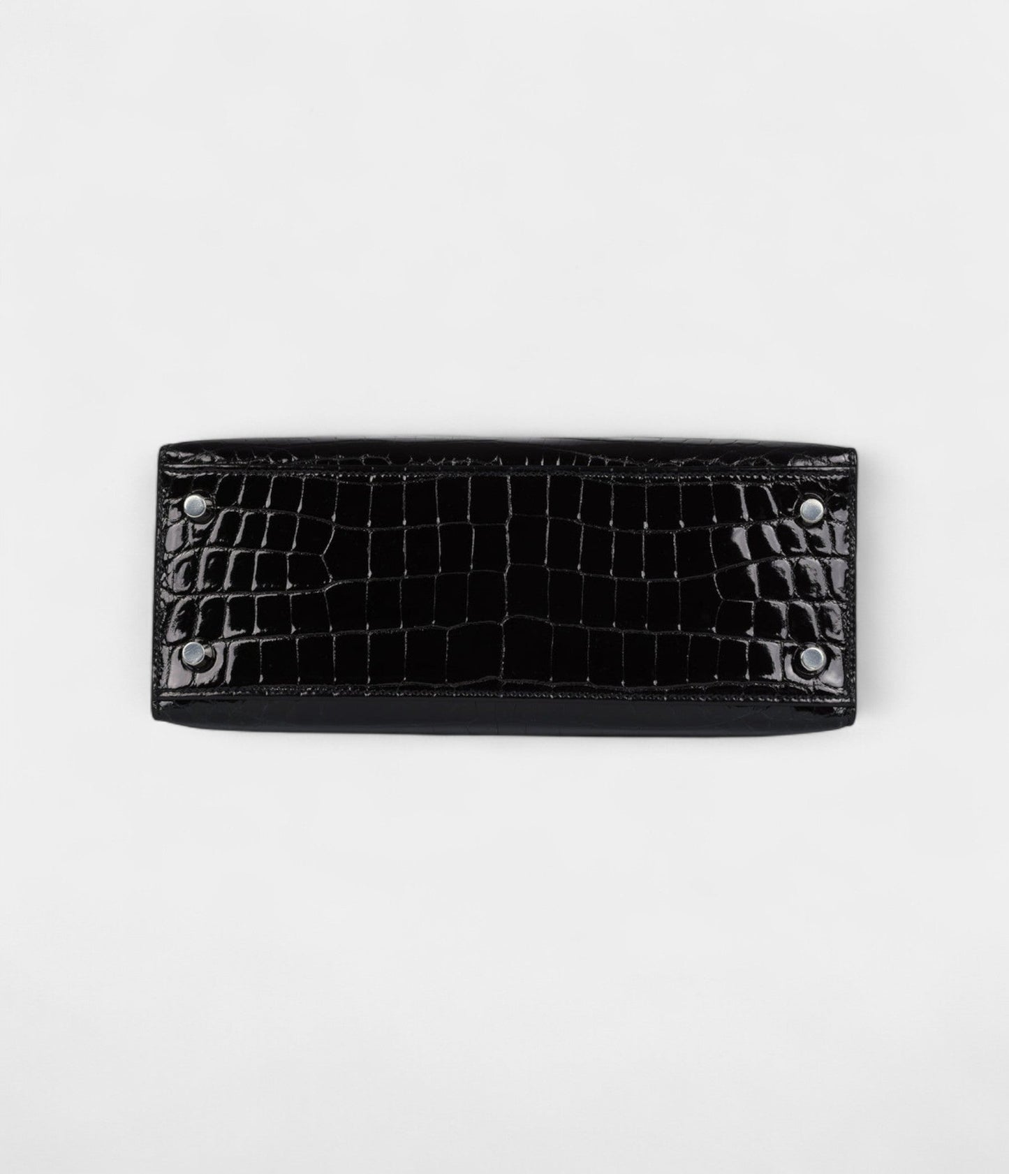 Hermes Kelly 25 Black Shiny Niloticus Crocodile Palladium Hardware