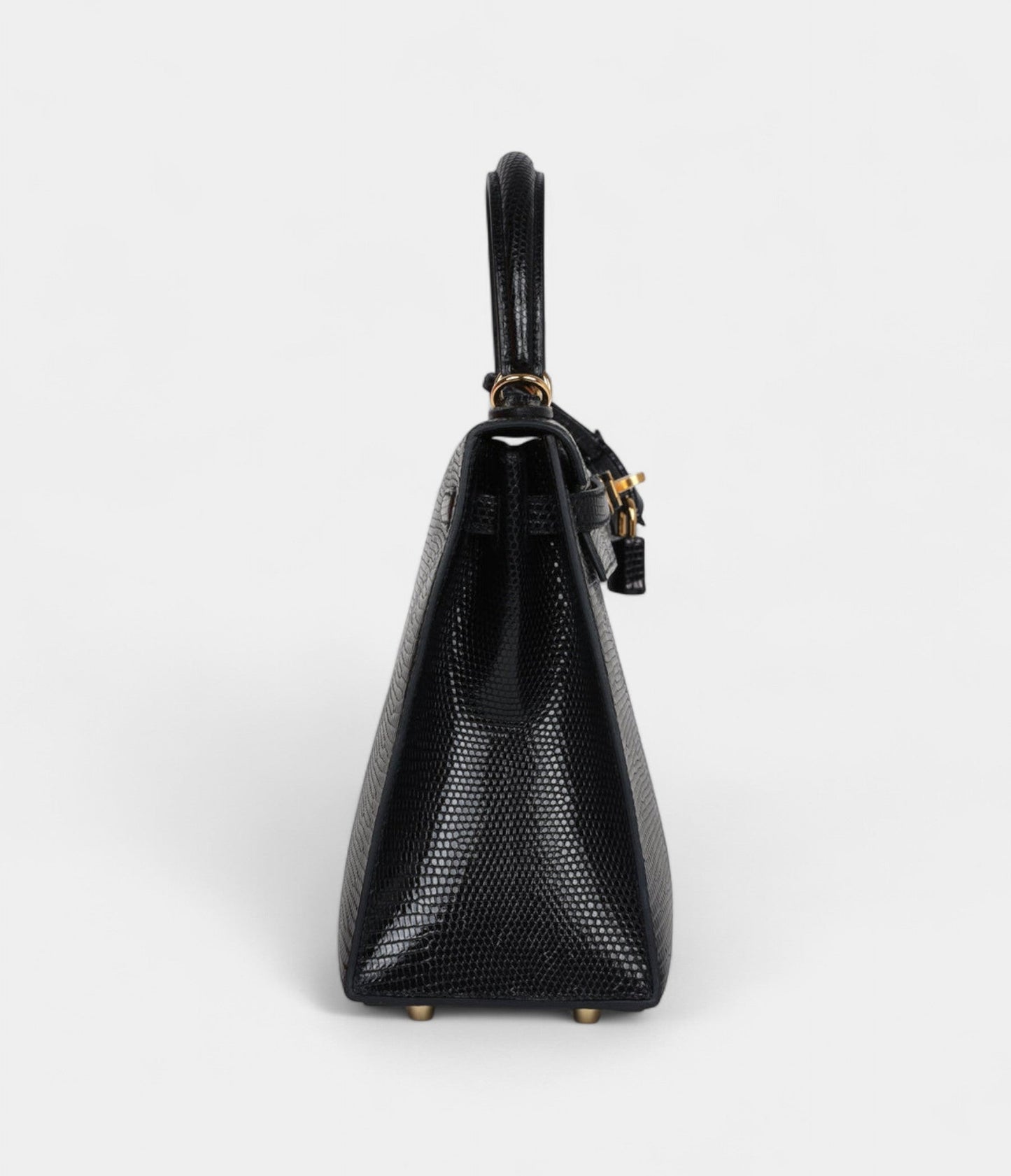Hermes Kelly 25 Black Varanus Niloticus Lizard Gold Hardware
