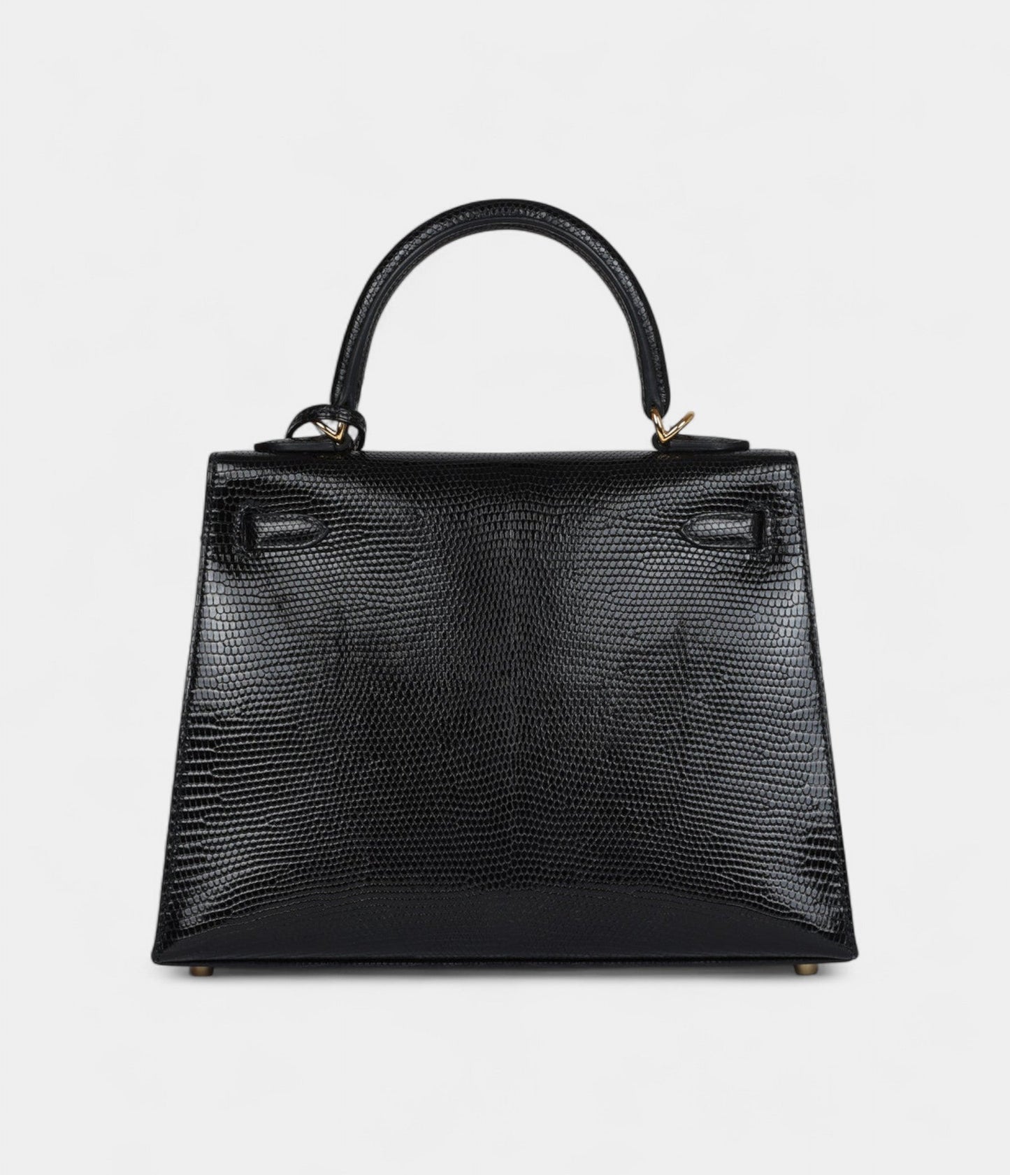Hermes Kelly 25 Black Varanus Niloticus Lizard Gold Hardware