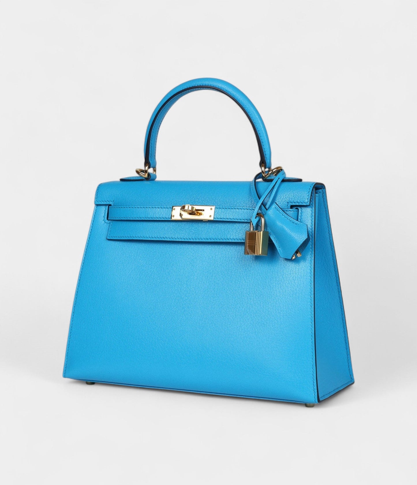 Hermes Kelly 25 Bleu Frida Chevre Gold Hardware