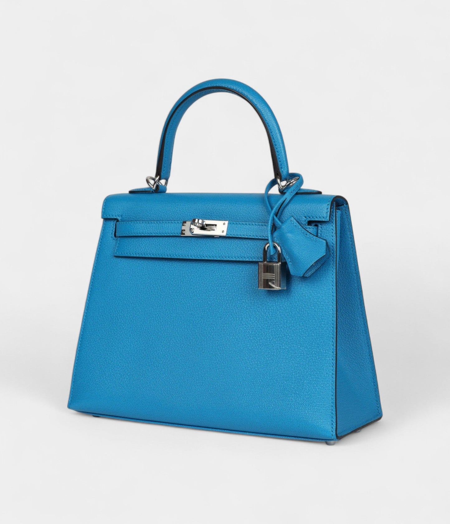 Hermes Kelly 25 Bleu Zanzibar Chevre Palladium Hardware