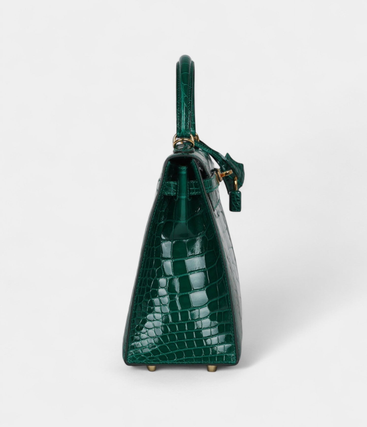 Hermes Kelly 25 Emerald Shiny Alligator Gold Hardware