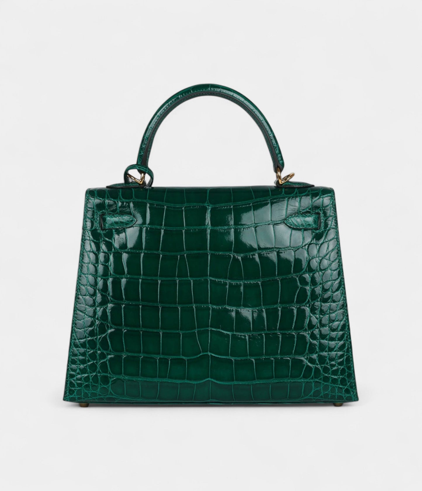Hermes Kelly 25 Emerald Shiny Alligator Gold Hardware