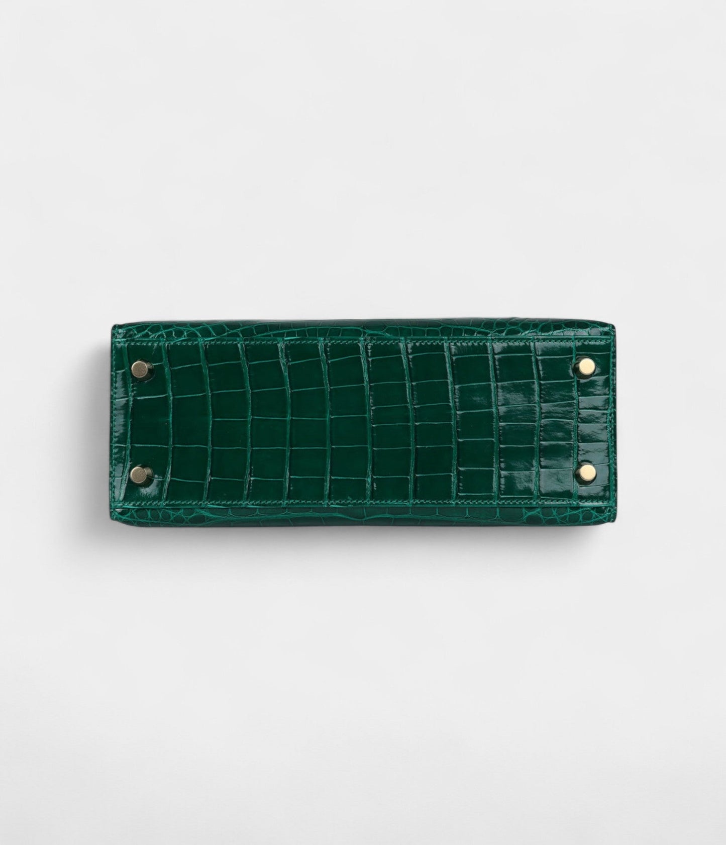 Hermes Kelly 25 Emerald Shiny Alligator Gold Hardware