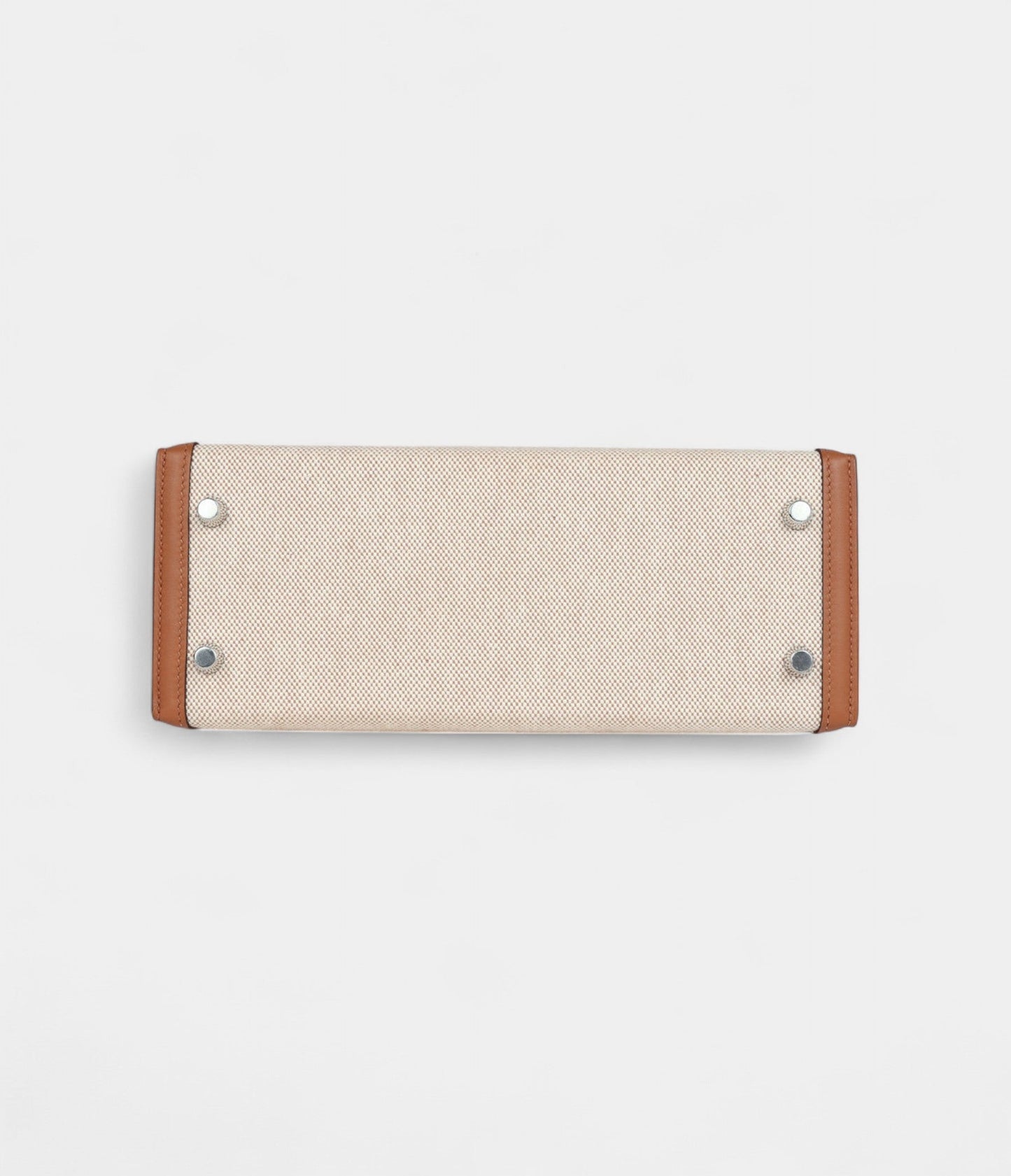 Hermes Kelly 25 Gold Swift and Ecru Toile Palladium Hardware