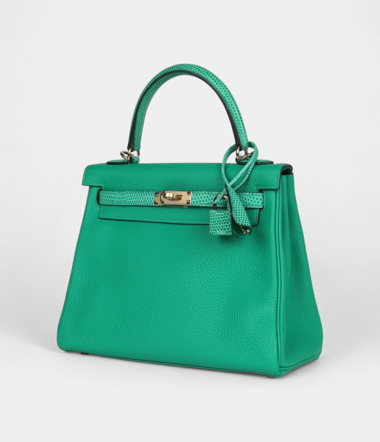 Hermes Kelly 25 Menthe Togo and Varanus Niloticus Lizard Touch Permabrass Hardware