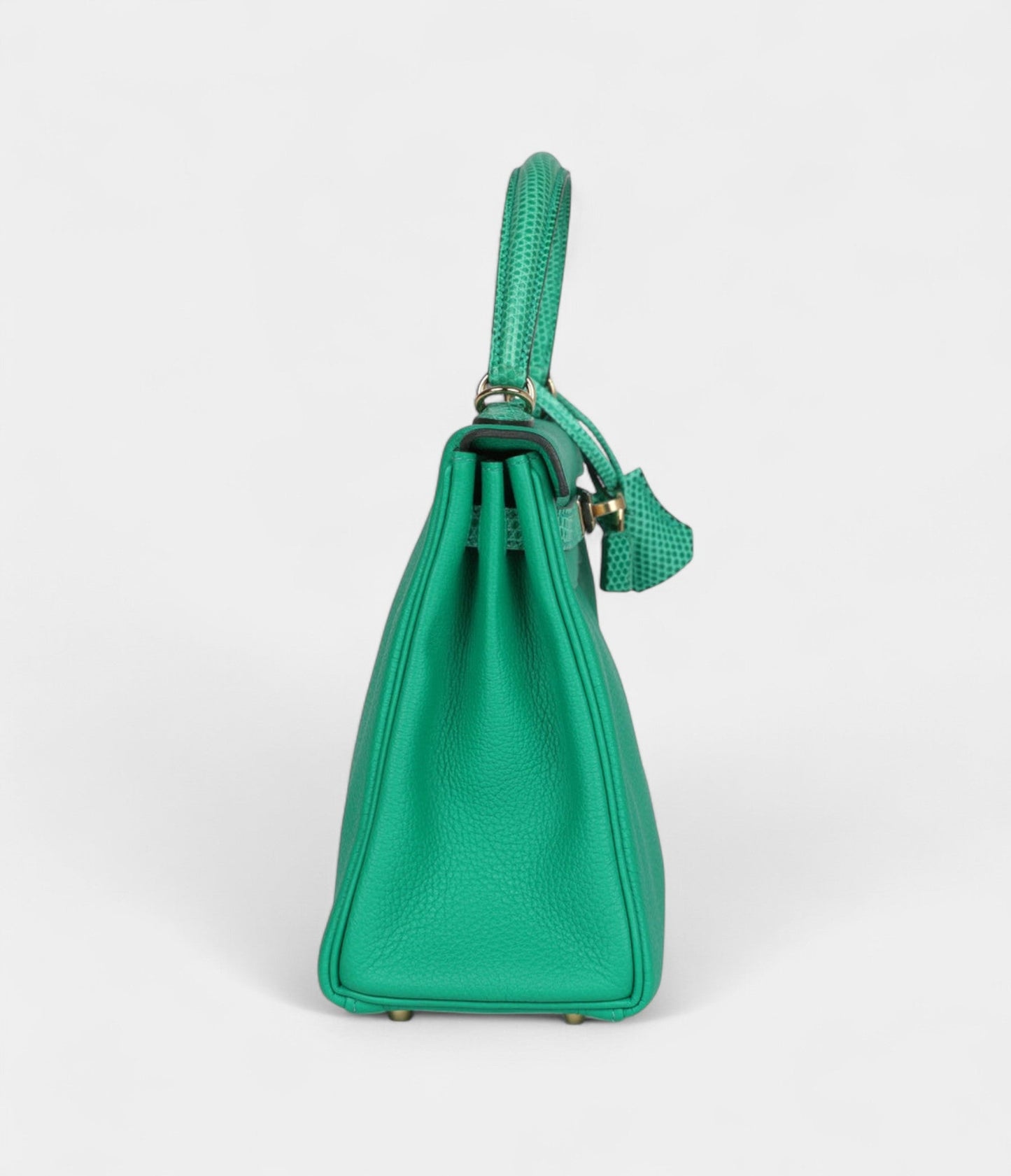 Hermes Kelly 25 Menthe Togo and Varanus Niloticus Lizard Touch Permabrass Hardware