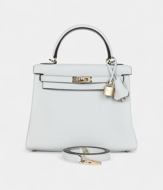 Hermes Kelly 25 Platinum Grey Togo Permabrass Hardware