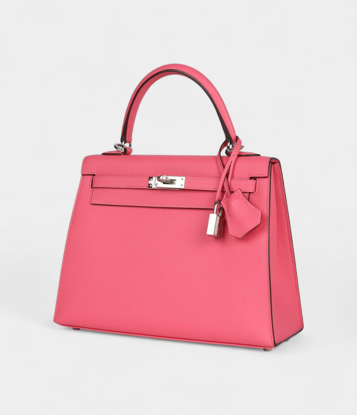Hermes Kelly 25 Rose Azalee Epsom Palladium Hardware