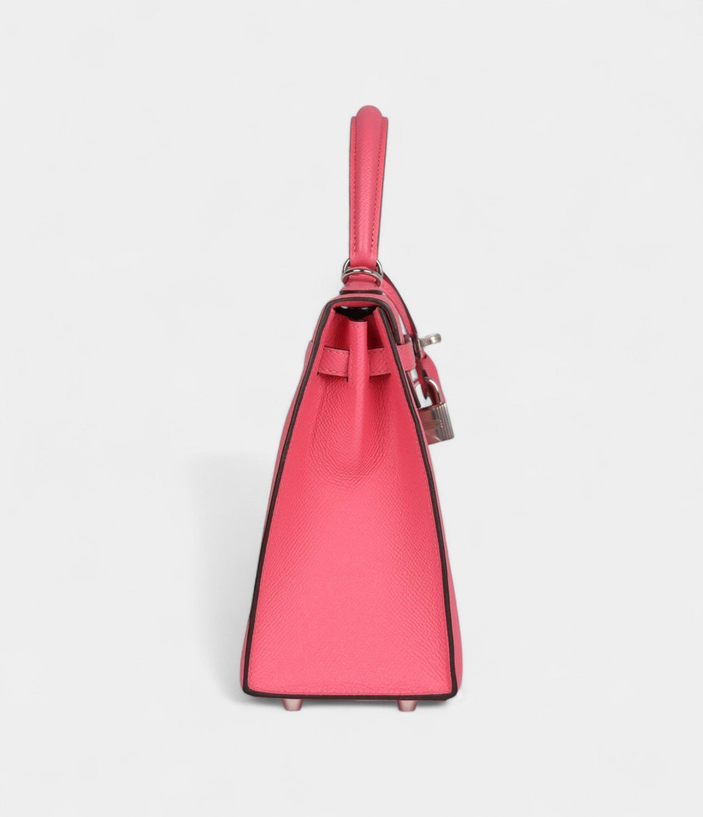 Hermes Kelly 25 Rose Azalee Epsom Palladium Hardware