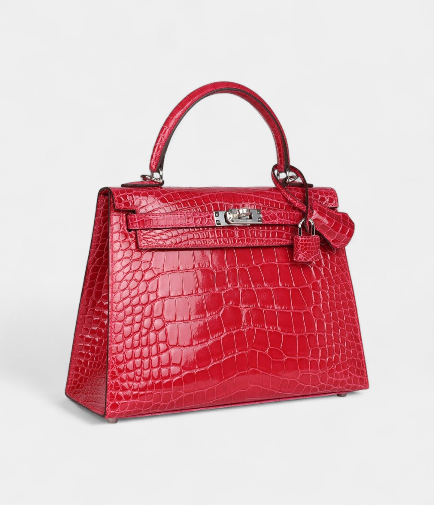 Hermes Kelly 25 Rose Extreme Shiny Alligator Palladium Hardware