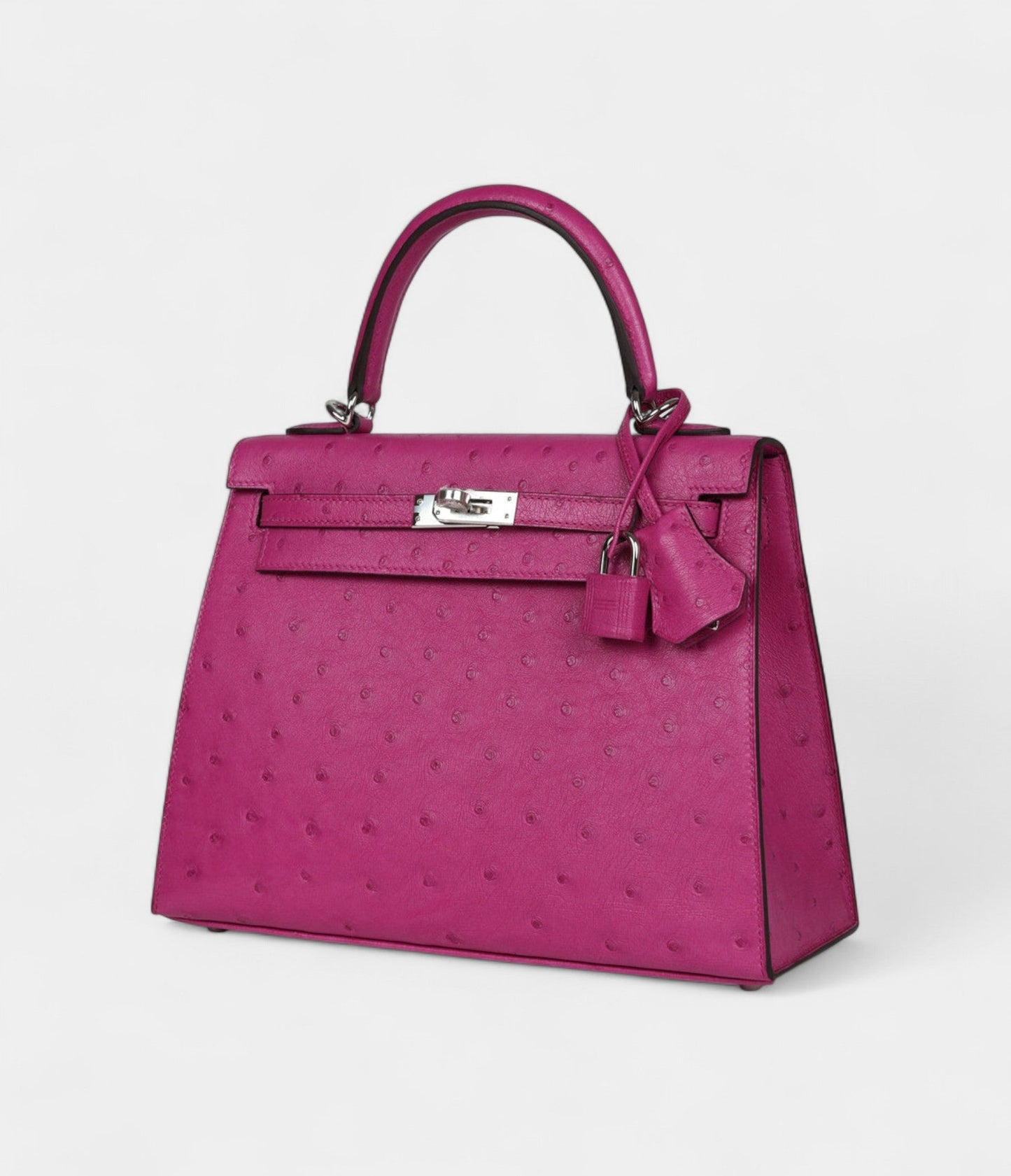 Hermes Kelly 25 Rose Purple Ostrich Palladium Hardware