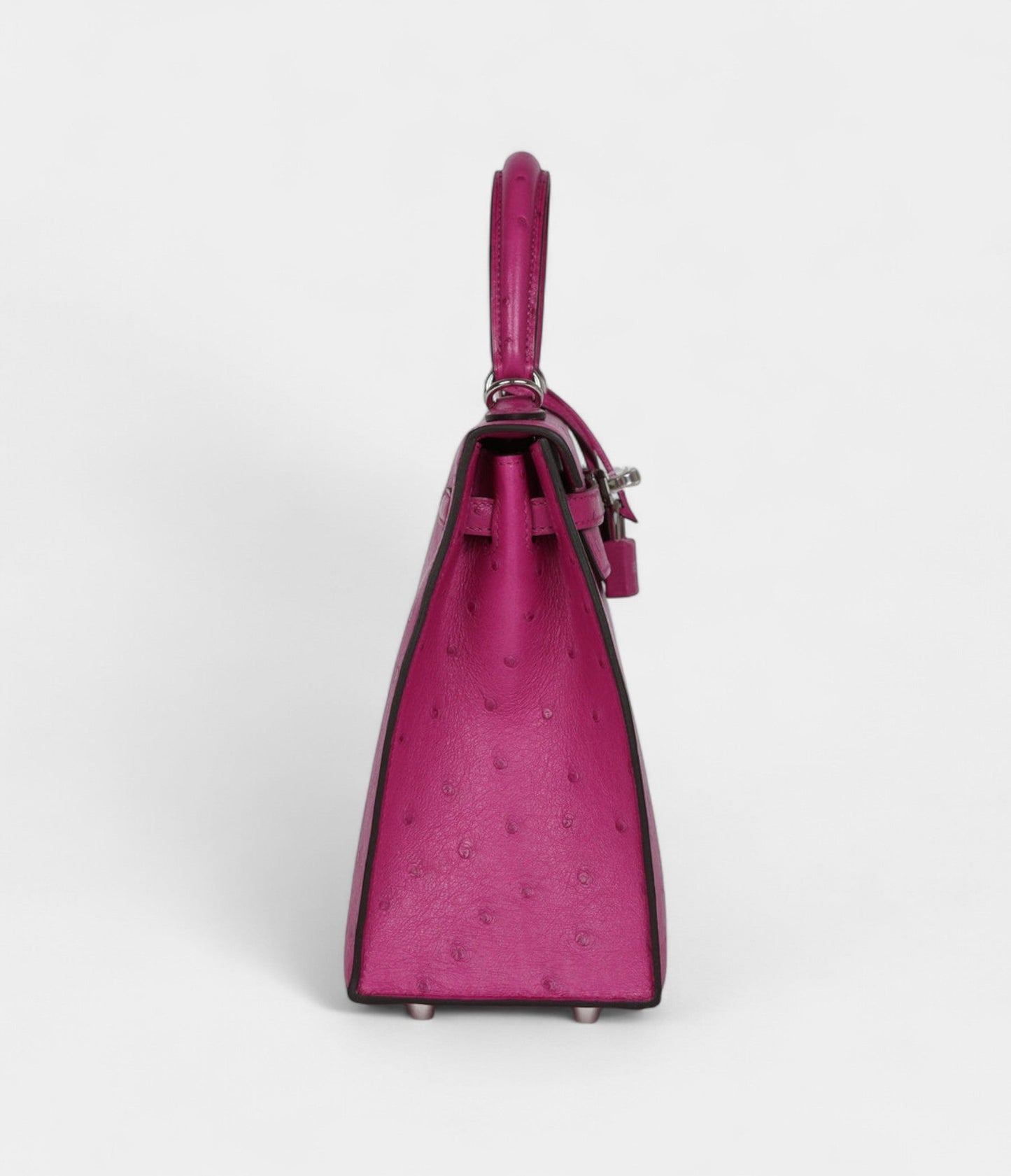 Hermes Kelly 25 Rose Purple Ostrich Palladium Hardware