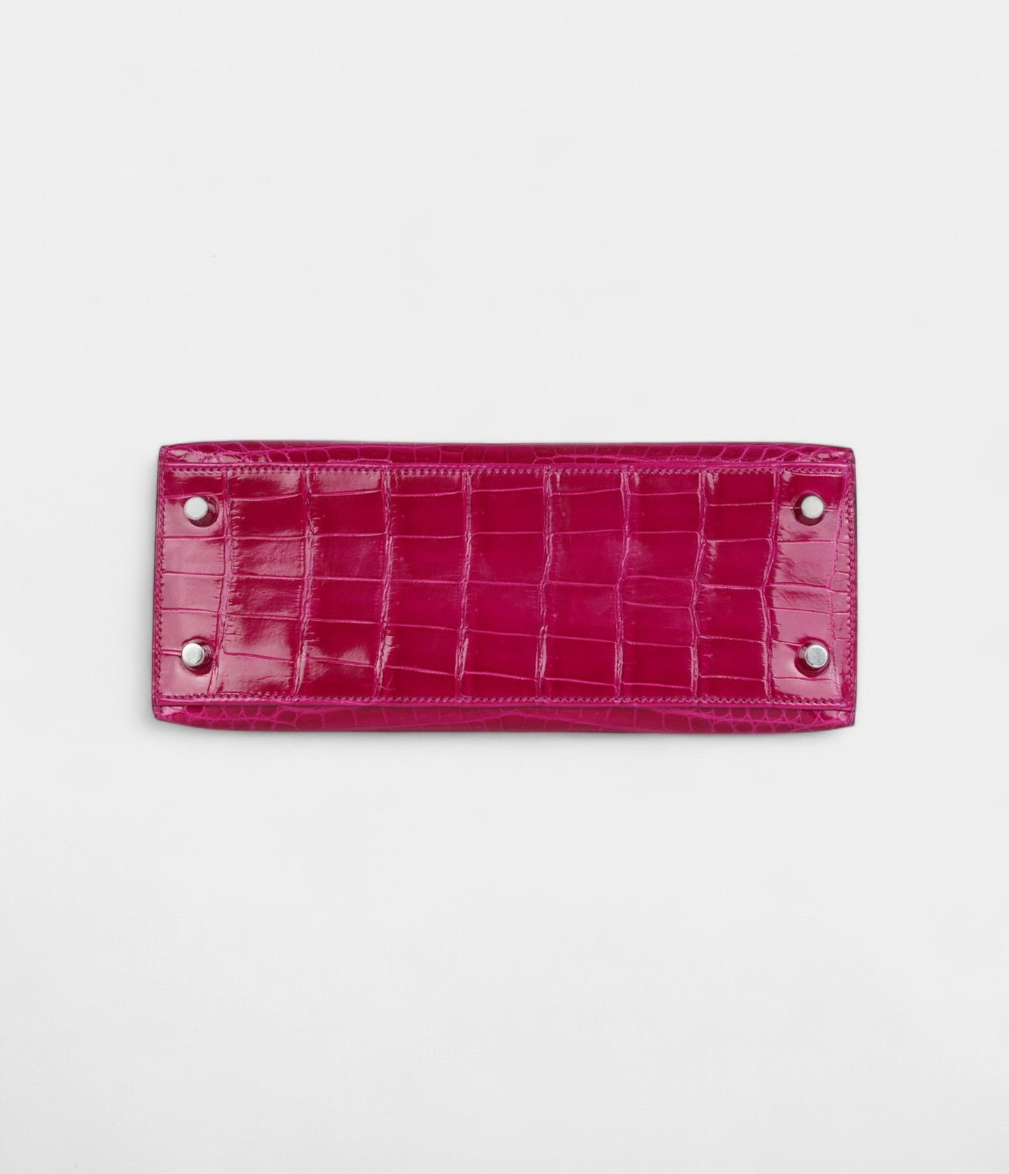 Hermes Kelly 25 Rose Purple Shiny Niloticus Crocodile Palladium Hardware