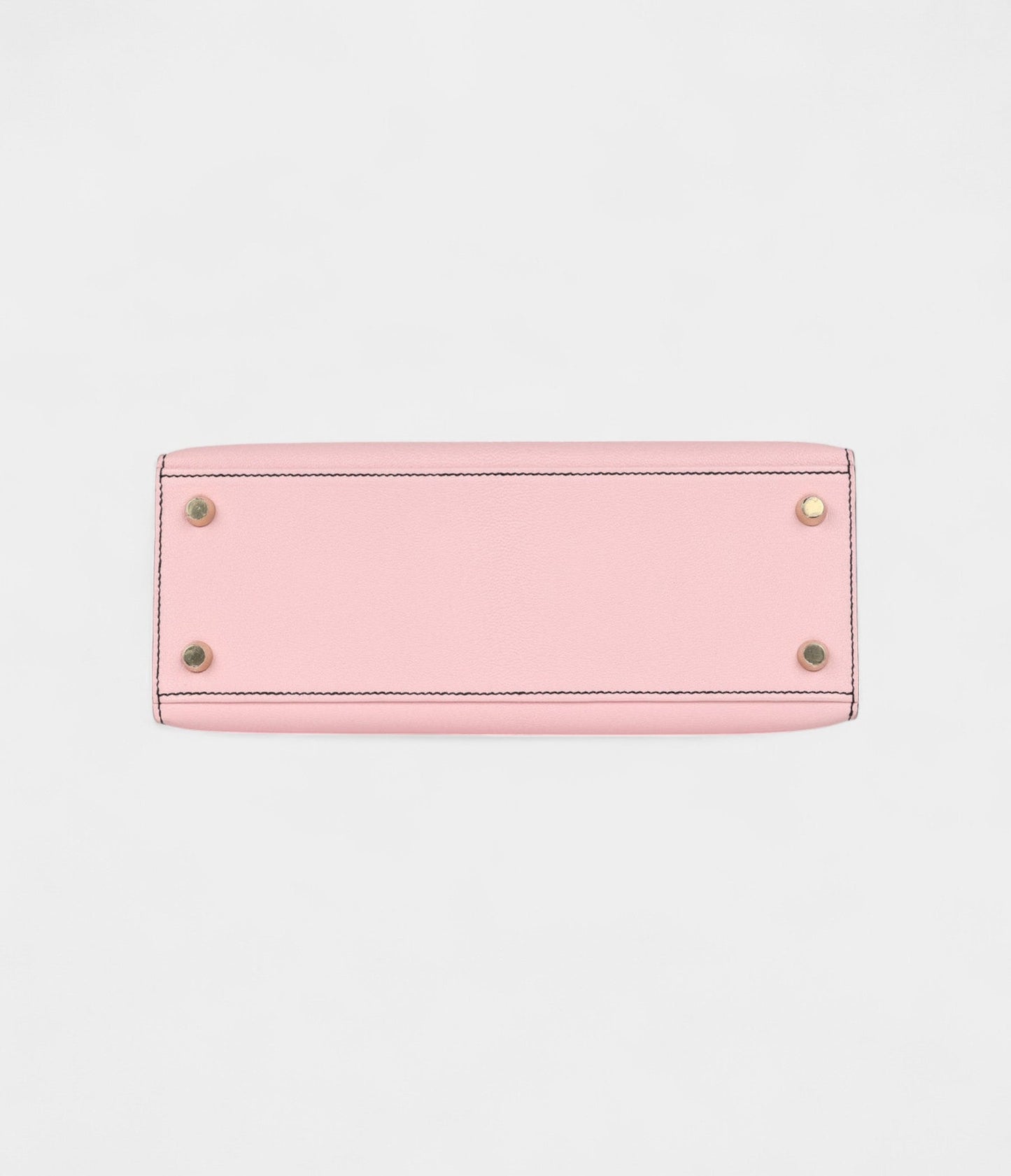 Hermes Kelly 25 Rose Sakura and Black Chevre Mysore Brushed Gold Hardware