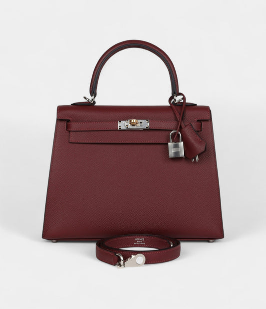 Hermes Kelly 25 Rouge H Epsom Electrum Hardware