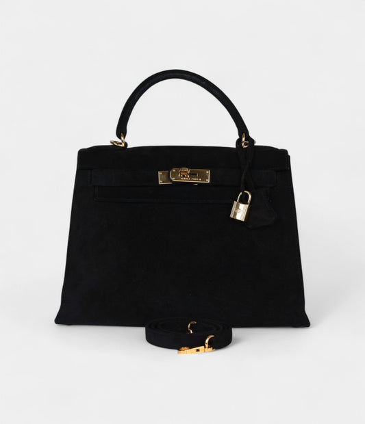 Hermes Kelly 28 Black Doblis Gold Hardware
