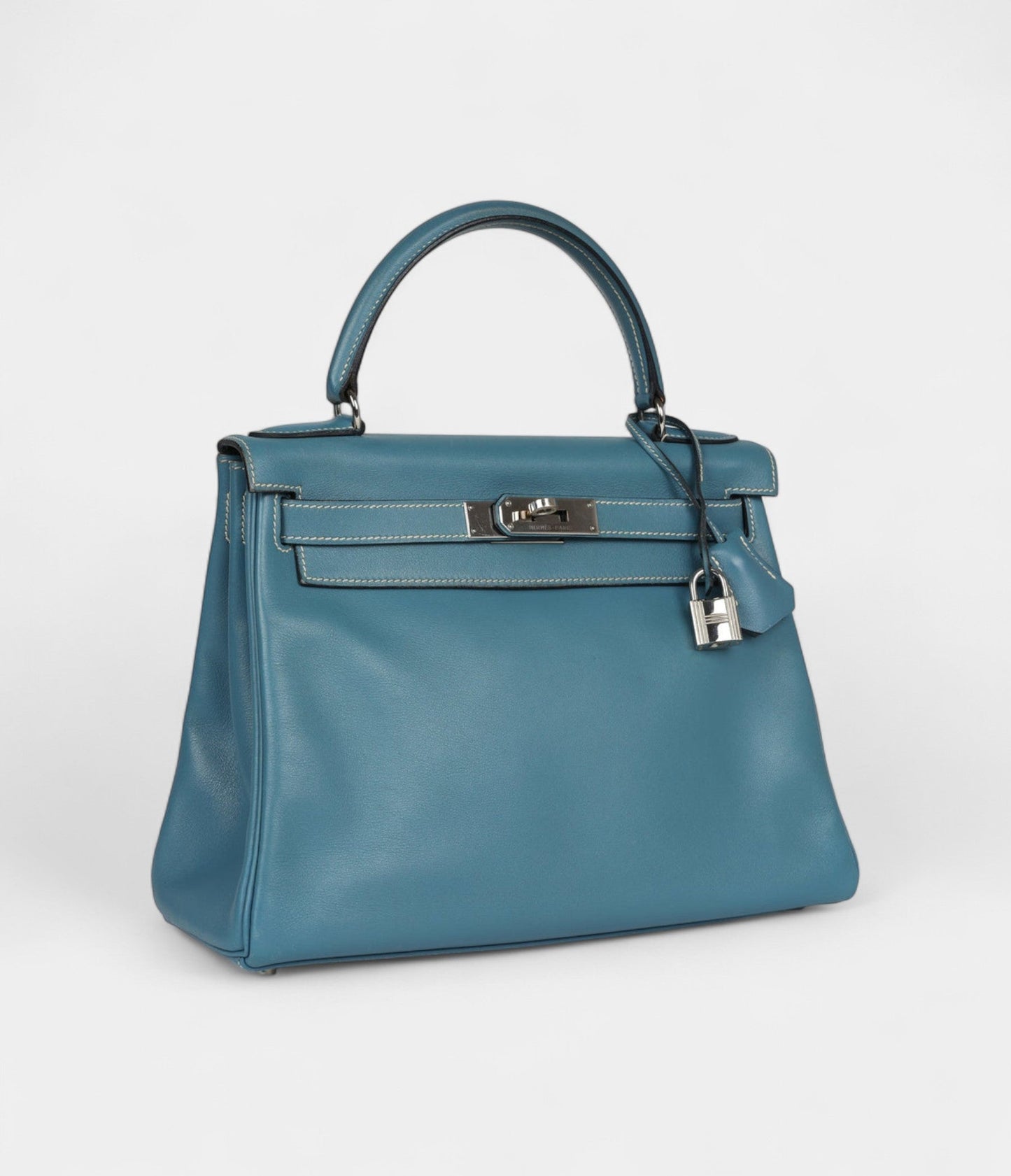 Hermes Kelly 28 Blue Jean Gulliver Palladium Hardware