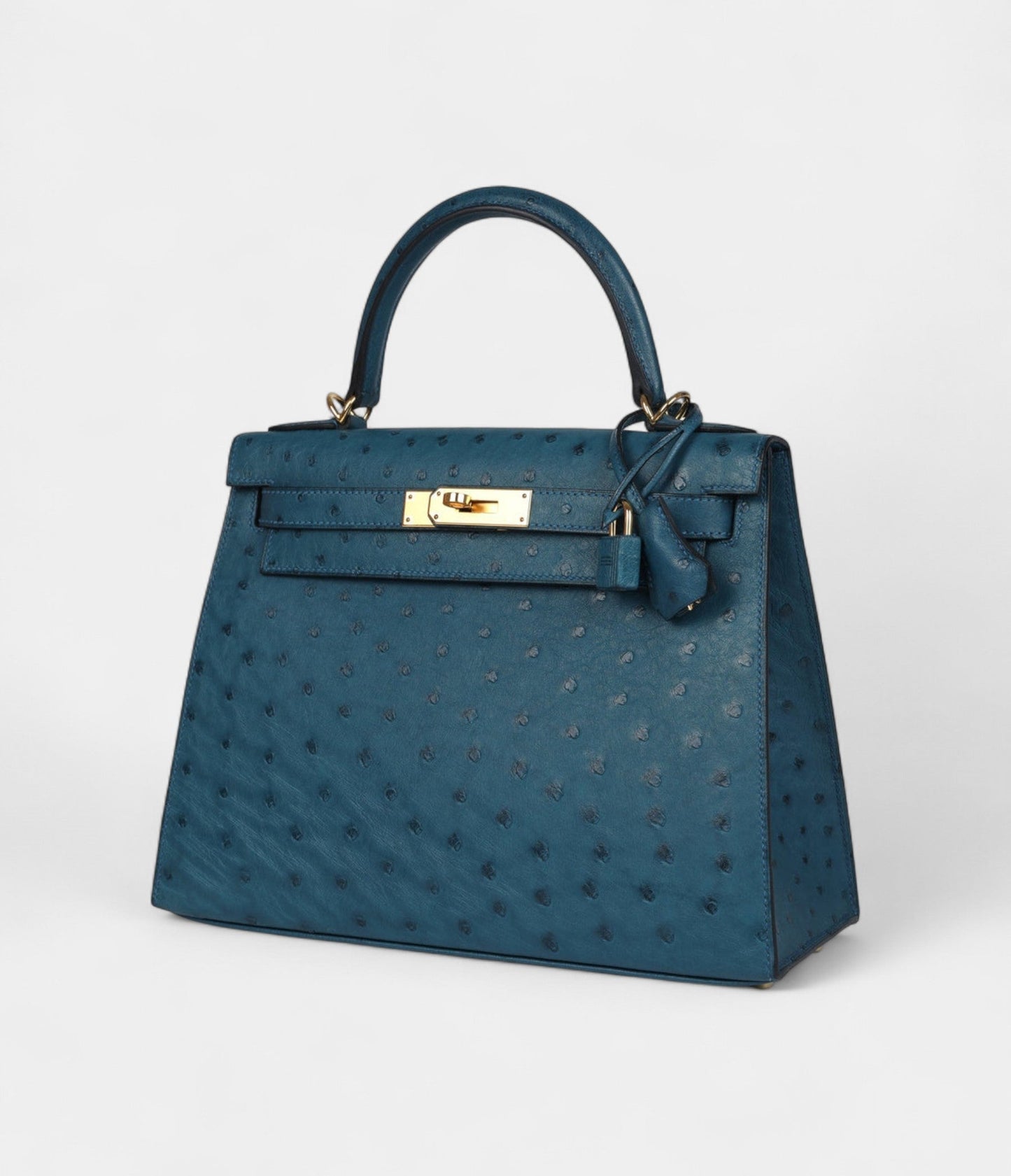 Hermes Kelly 28 Cobalt Ostrich Gold Hardware