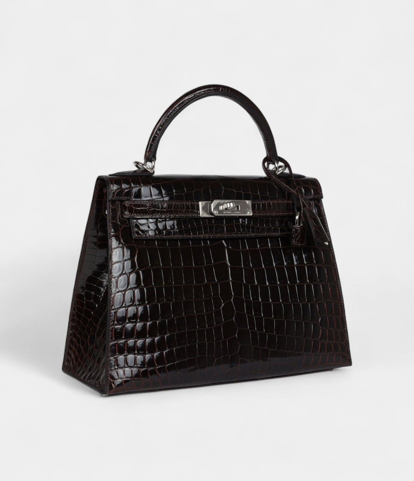 Hermes Kelly 28 Cocoan Shiny Niloticus Crocodile Palladium Hardware
