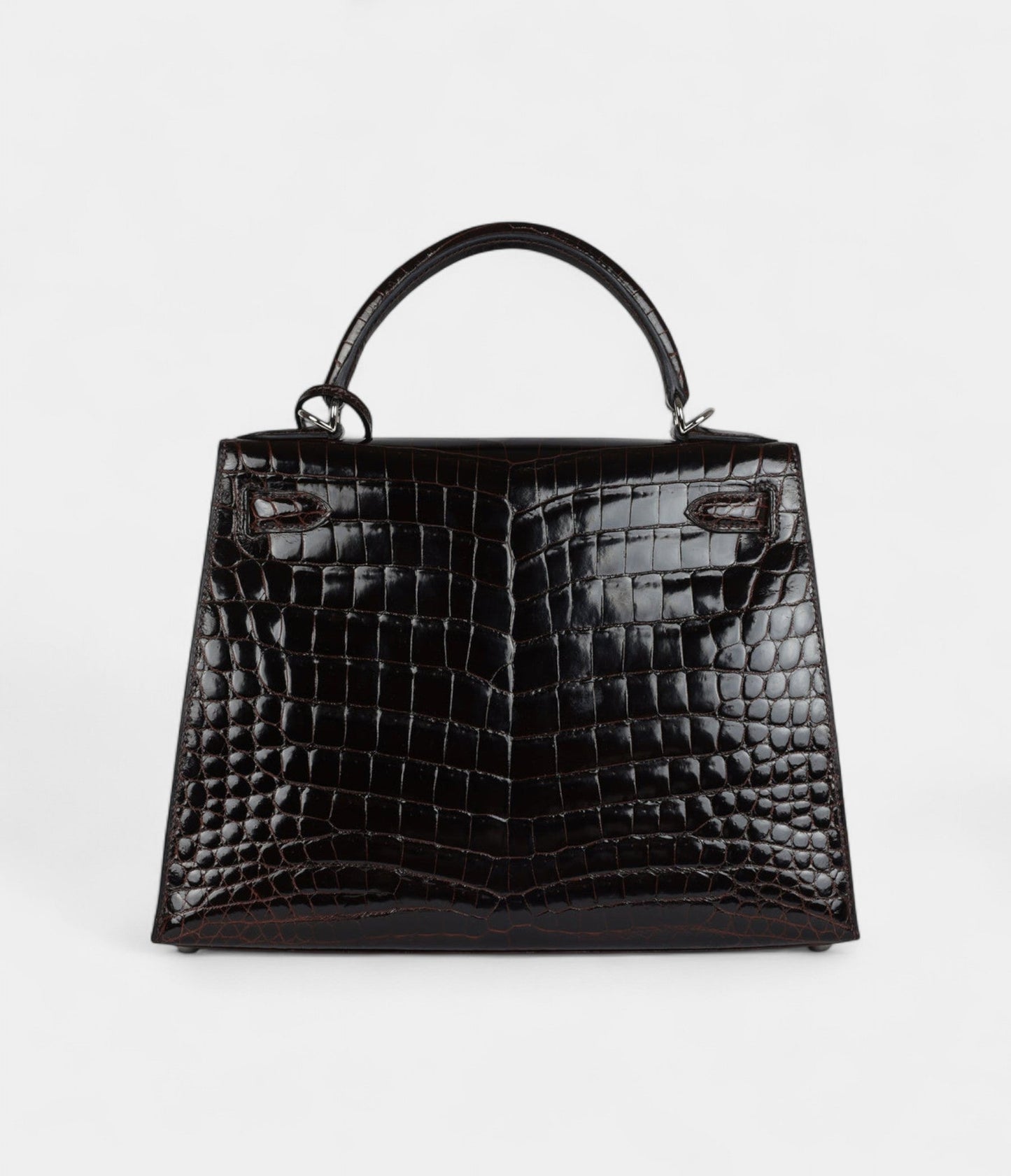 Hermes Kelly 28 Cocoan Shiny Niloticus Crocodile Palladium Hardware