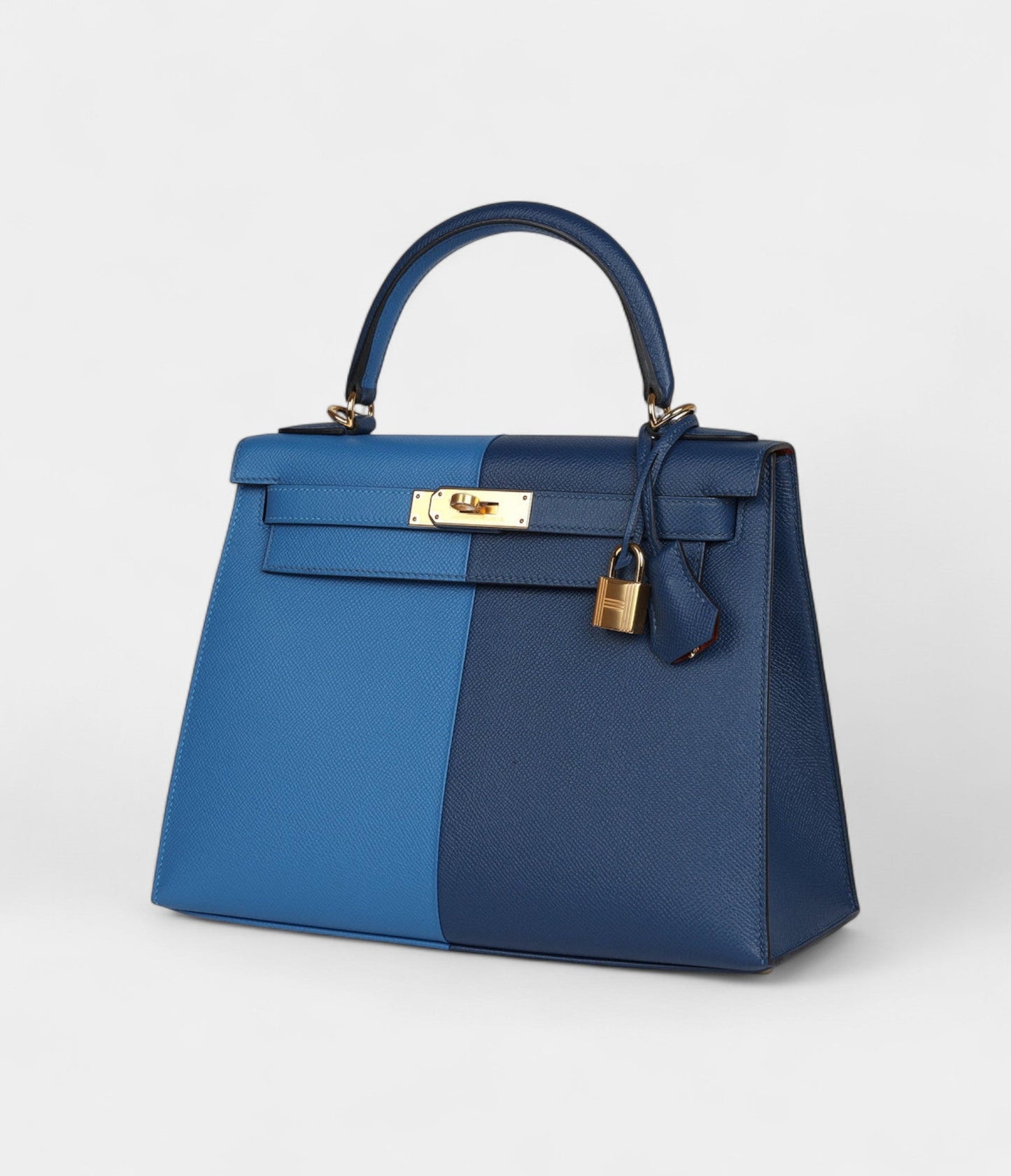 Hermes Kelly 28 Deep Blue Coat and Mykonos Epsom Gold Hardware