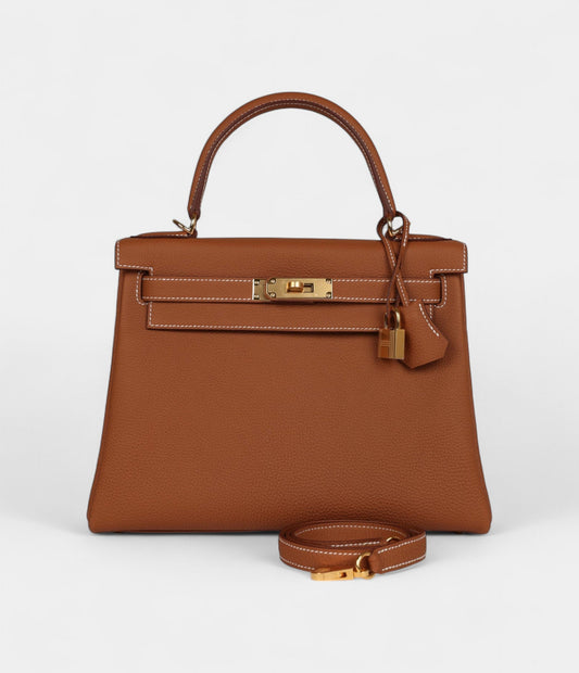 Hermes Kelly 28 Gold Togo Gold Hardware