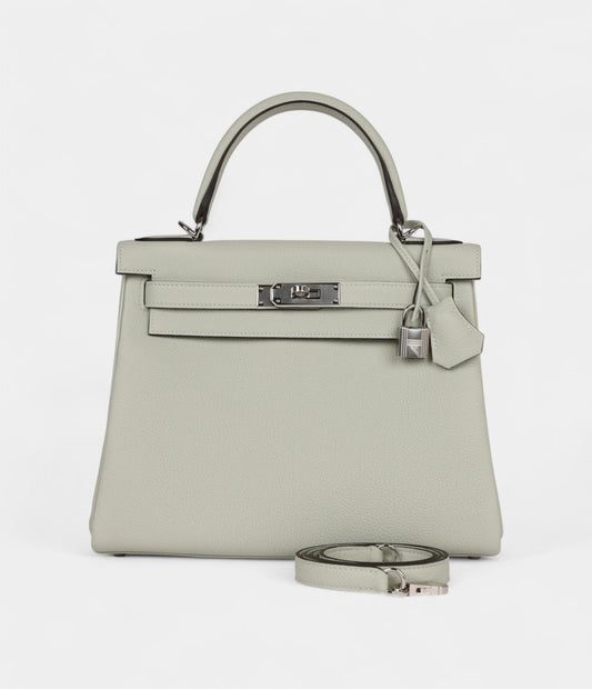Hermes Kelly 28 Grey Neve Togo Palladium Hardware