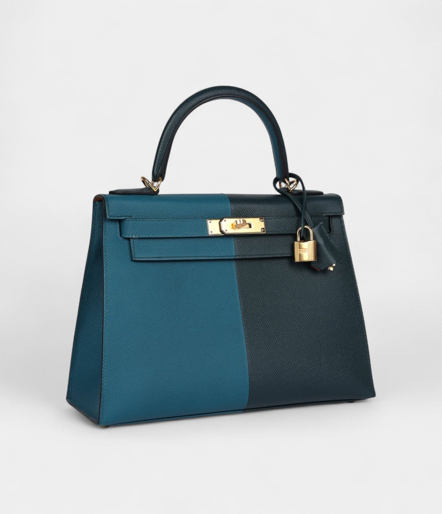 Hermes Kelly 28 Jacket Cypres and Vert Bosphore Epsom Gold Hardware