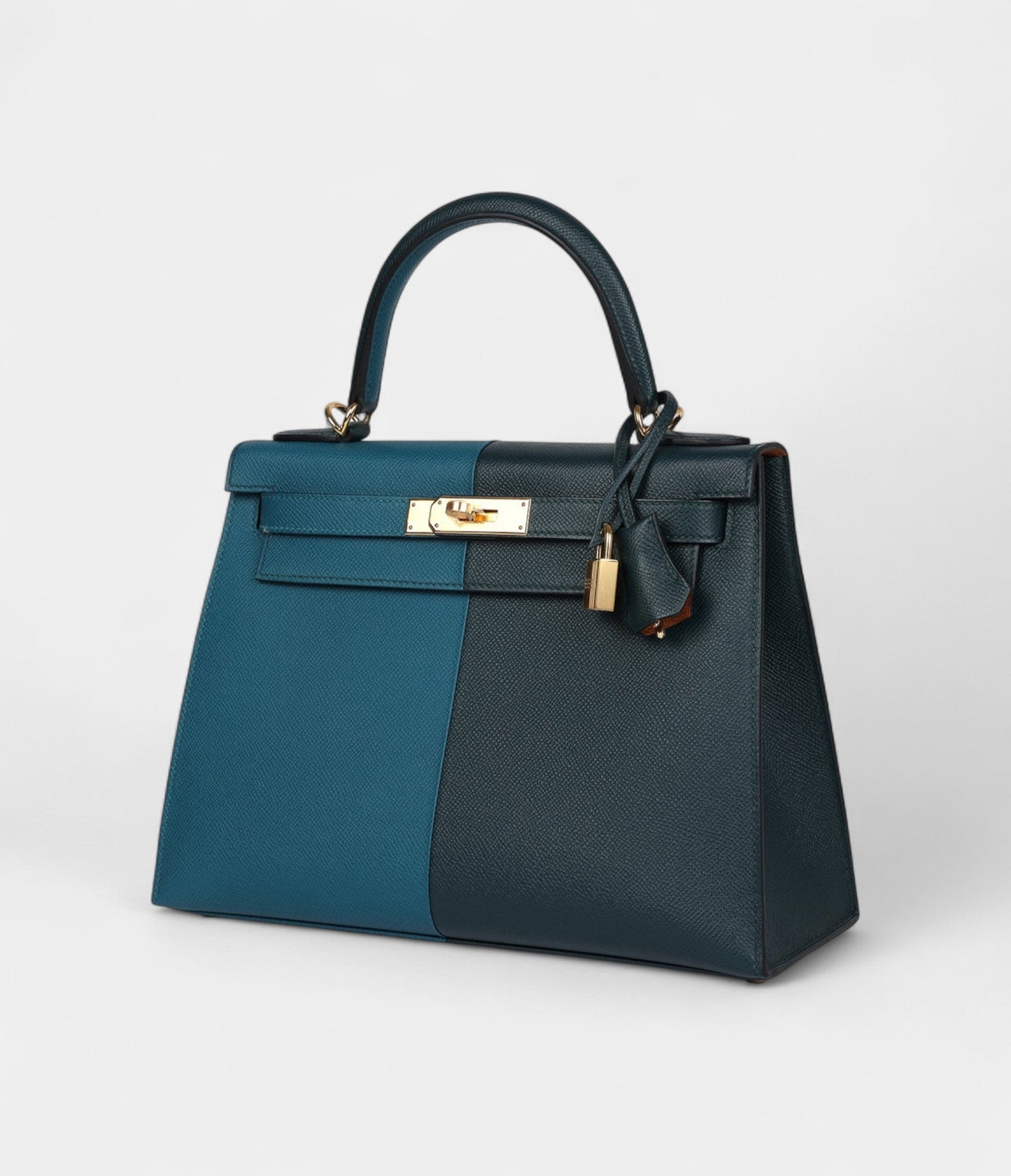 Hermes Kelly 28 Jacket Cypres and Vert Bosphore Epsom Gold Hardware