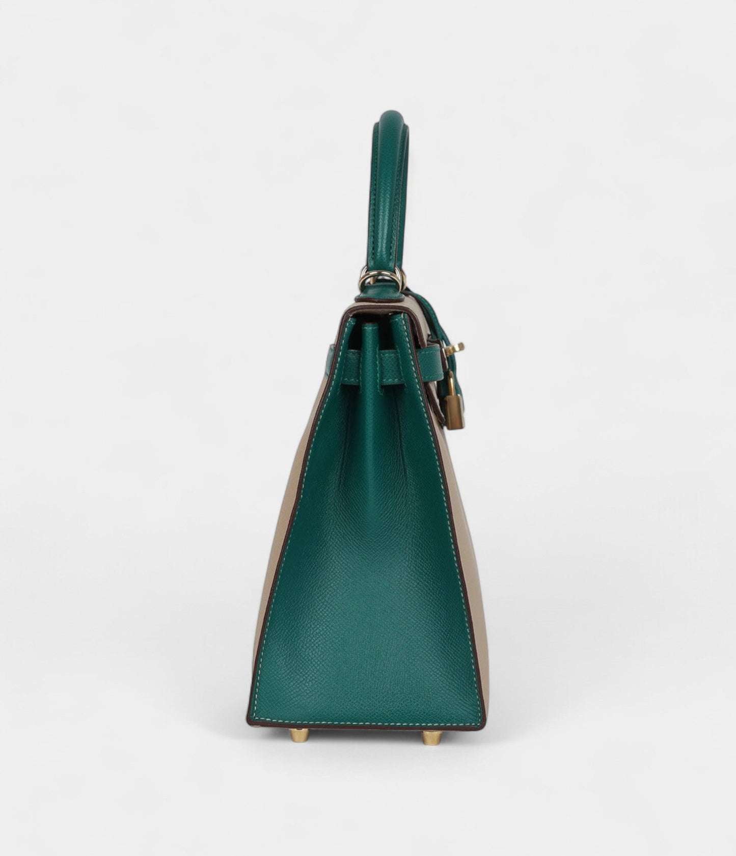 Hermes Kelly 28 Malachite and Trench Epsom Permabrass Hardware