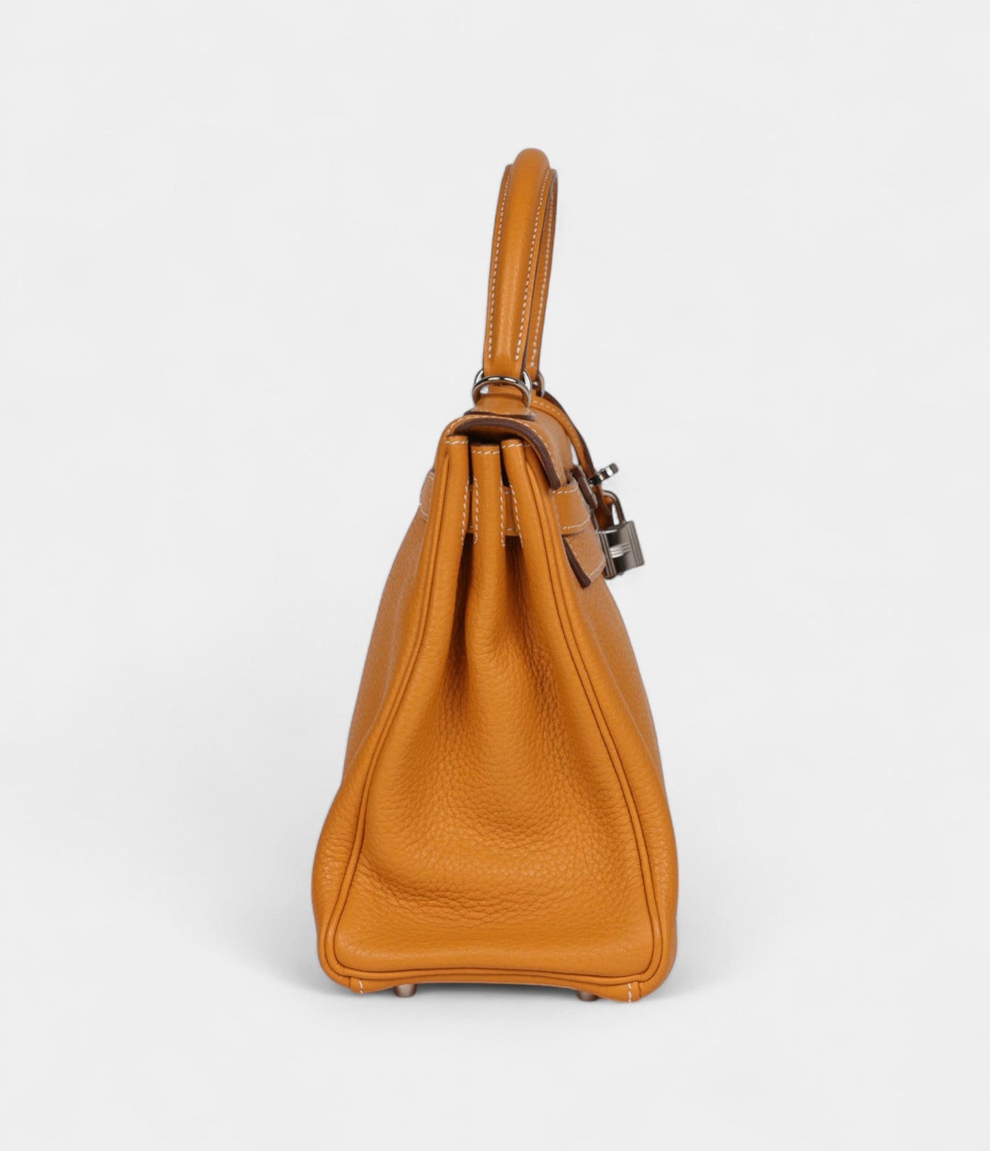 Hermes Kelly 28 Mustard Clemence Palladium Hardware