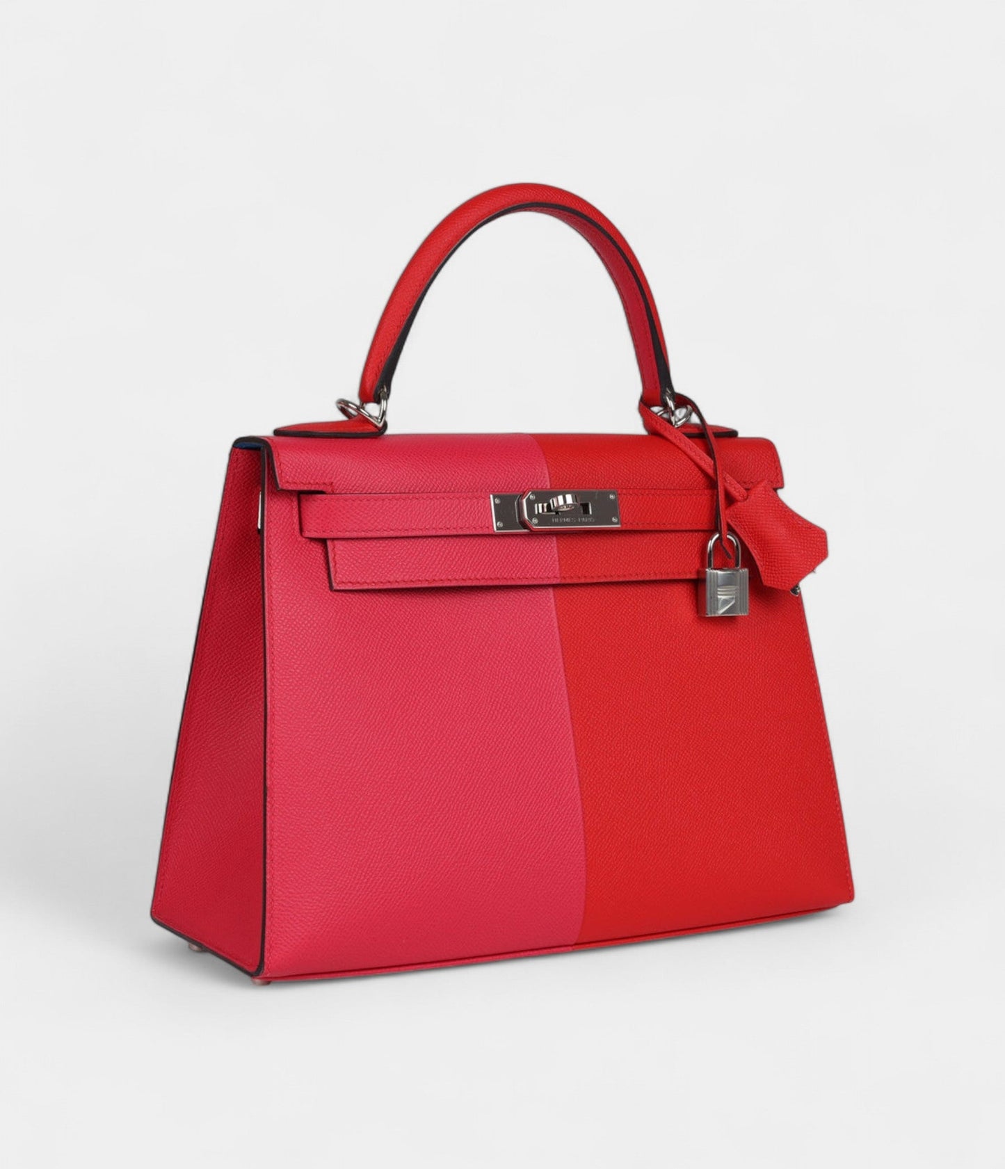 Hermes Kelly 28 Red Heart, Rose Extreme and Zanzibar Blue Epsom Palladium Hardware