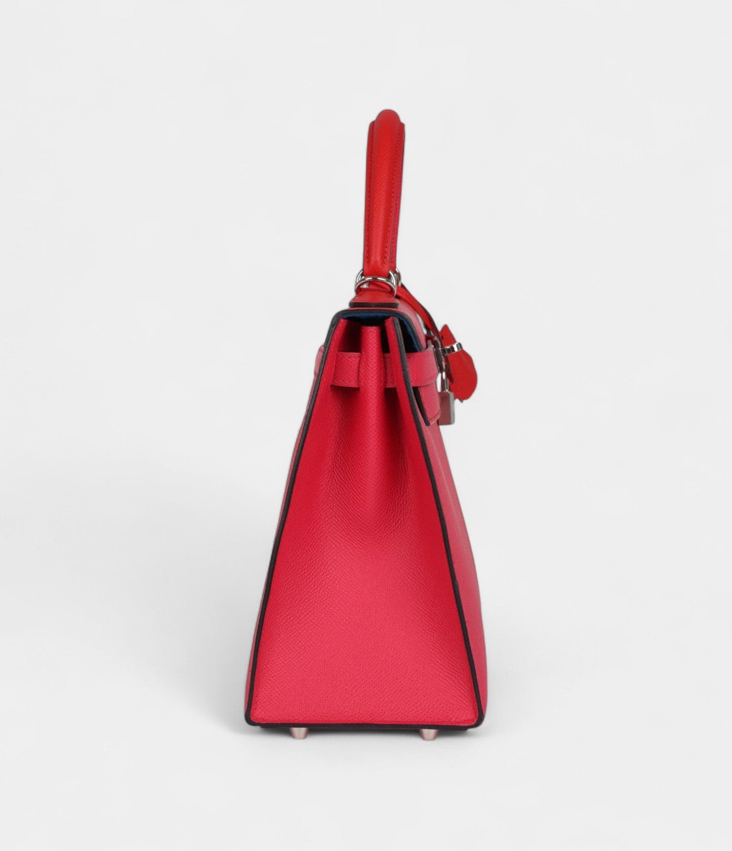 Hermes Kelly 28 Red Heart, Rose Extreme and Zanzibar Blue Epsom Palladium Hardware