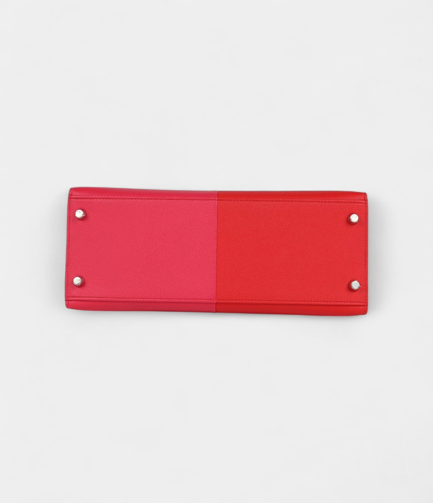 Hermes Kelly 28 Red Heart, Rose Extreme and Zanzibar Blue Epsom Palladium Hardware