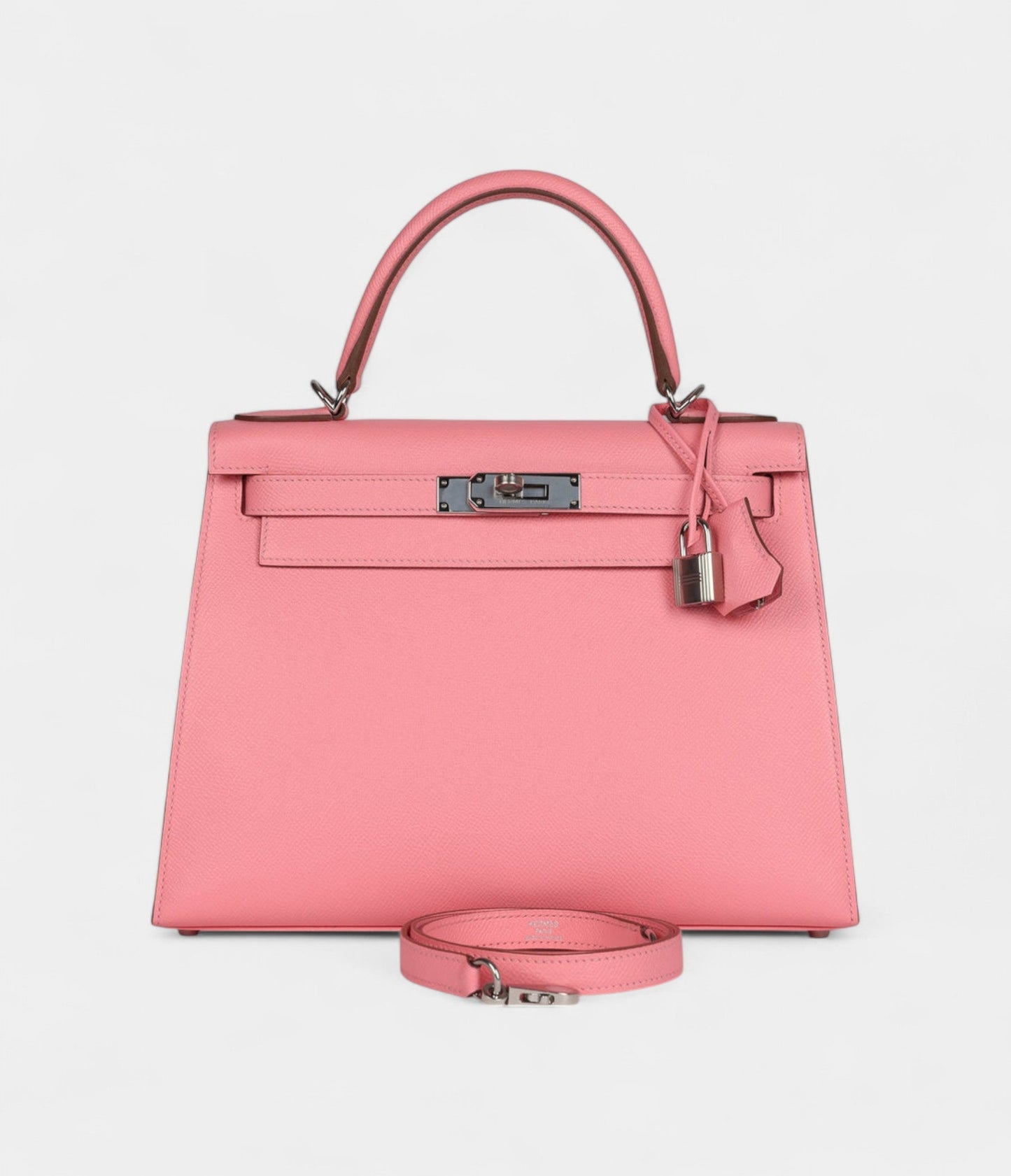 Hermes Kelly 28 Rose Confetti Epsom Palladium Hardware