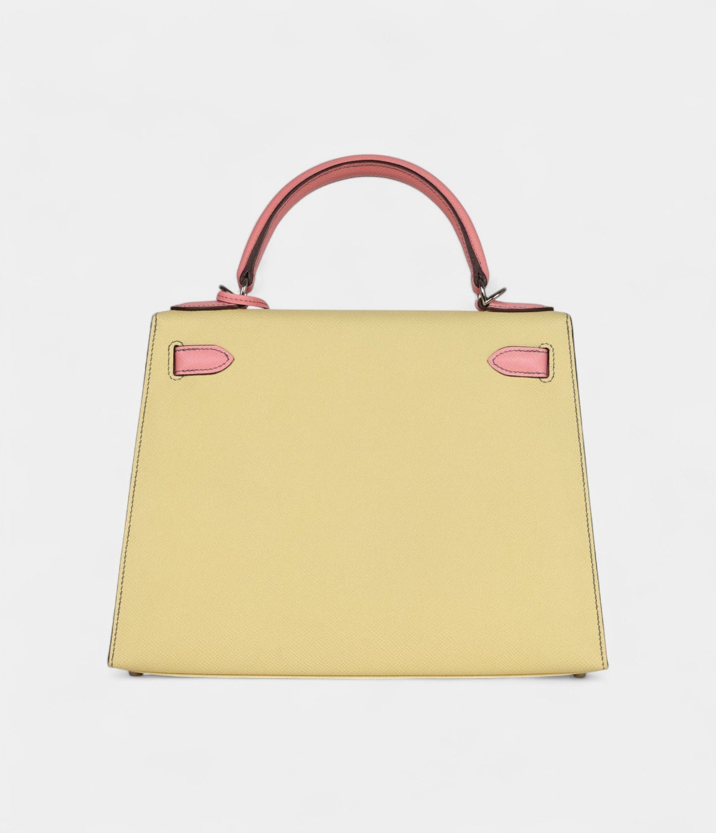 Hermes Kelly 28 Rose Confetti and Jaune Poussin Epsom Palladium Hardware