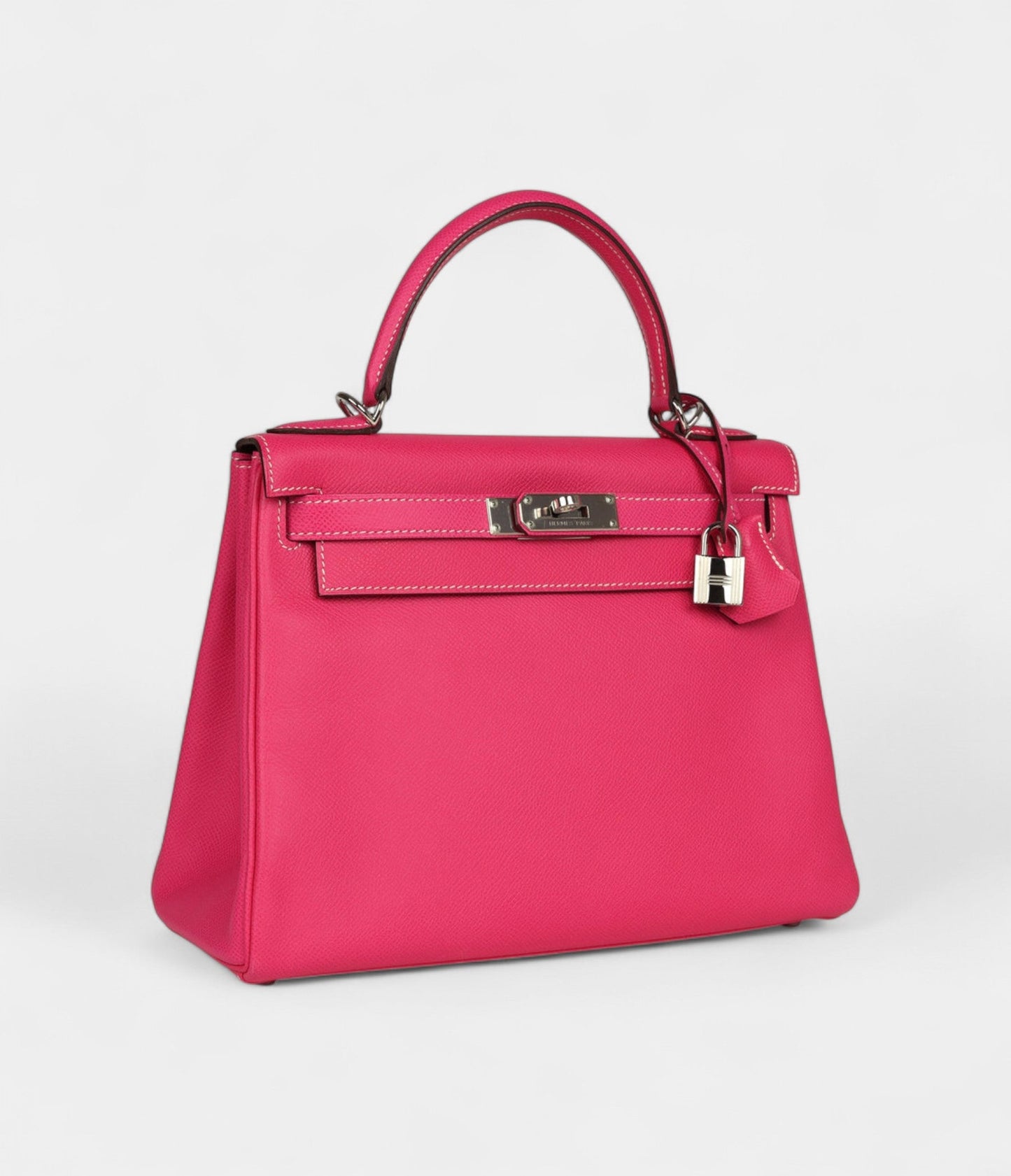 Hermes Kelly 28 Rose Tyrien Candy Epsom Palladium Hardware