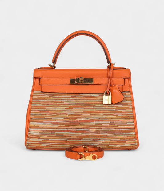 Hermes Kelly 28 Vibrato Orange Evercalf Gold Hardware
