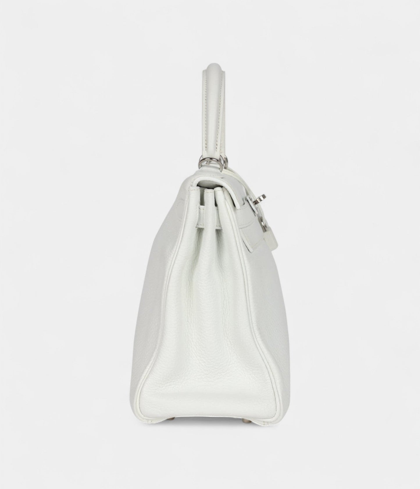 Hermes Kelly 28 White Clemence Palladium Hardware