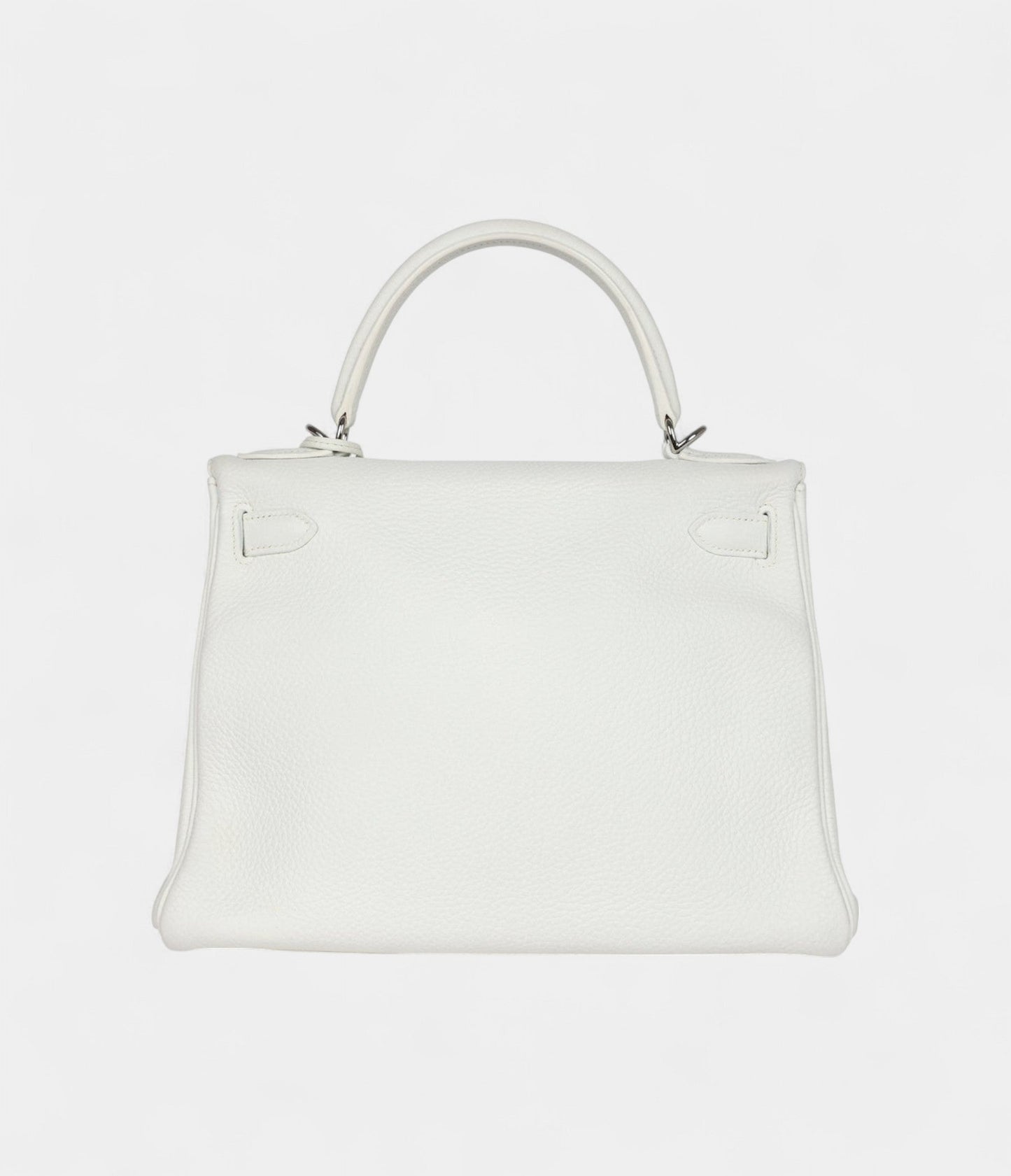 Hermes Kelly 28 White Clemence Palladium Hardware